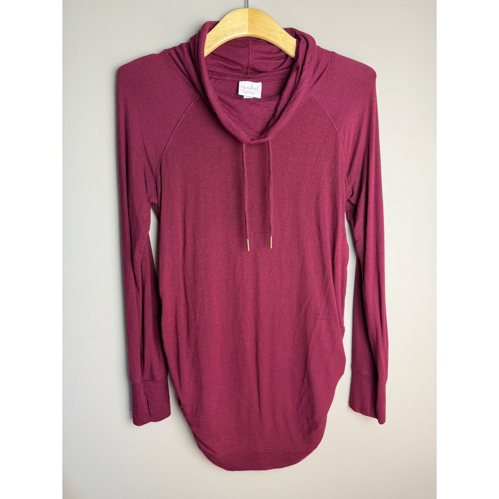 Isabel Maternity Cowl Neck Ruched Long Sleeve Top Burgundy XS